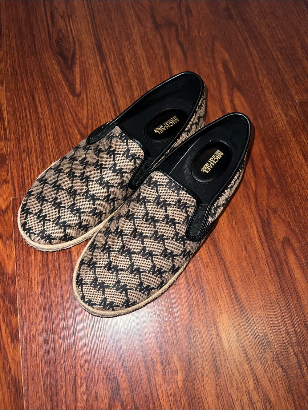 Michael Kors Black & Tan Logo Espadrille Slip-Ons
